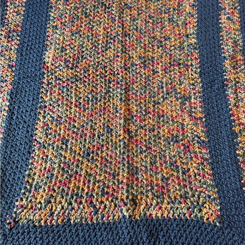 Vintage Handmade Crochet Square AFGHAN Blanket Throw Cottage Core 45x56 (app)